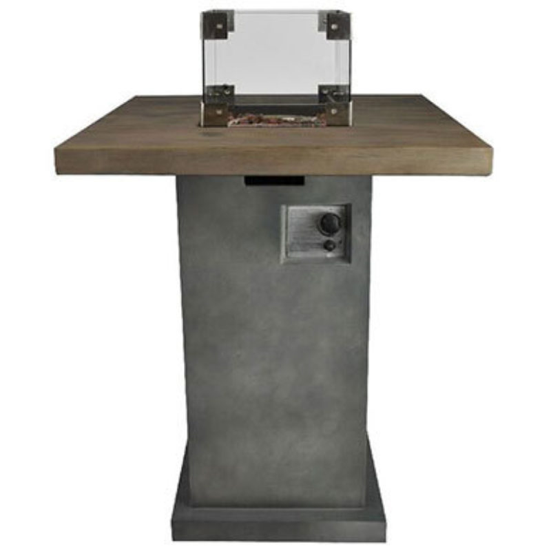 Zeus standing table with gas fire in concrete look