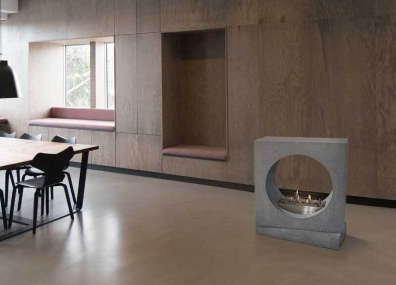 Milano, freestanding see-through fireplace