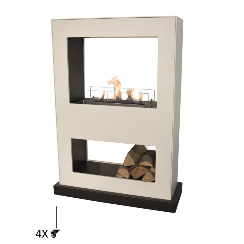 Lasize, freestanding see-through fireplace