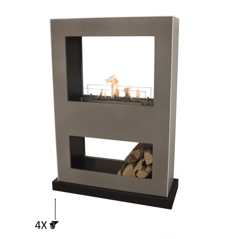 Lasize, freestanding see-through fireplace