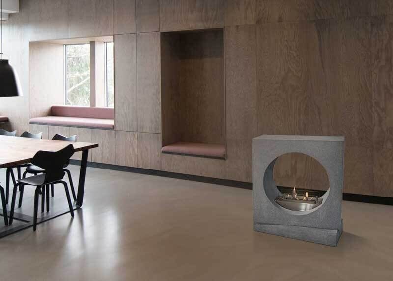 Milano, freestanding see-through fireplace